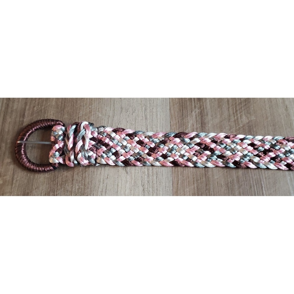 Women's Fashion Belt Hip Waist Pink Gray Purple Fabric Braided Size Medium - Picture 4 of 12